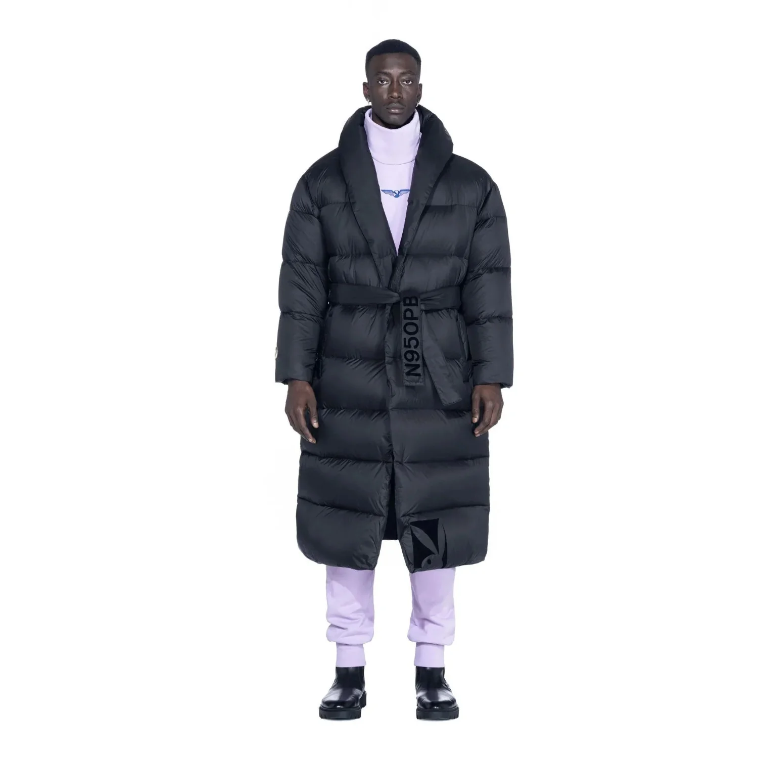 Playboy Belted Long Puffer Jacket - Image 4