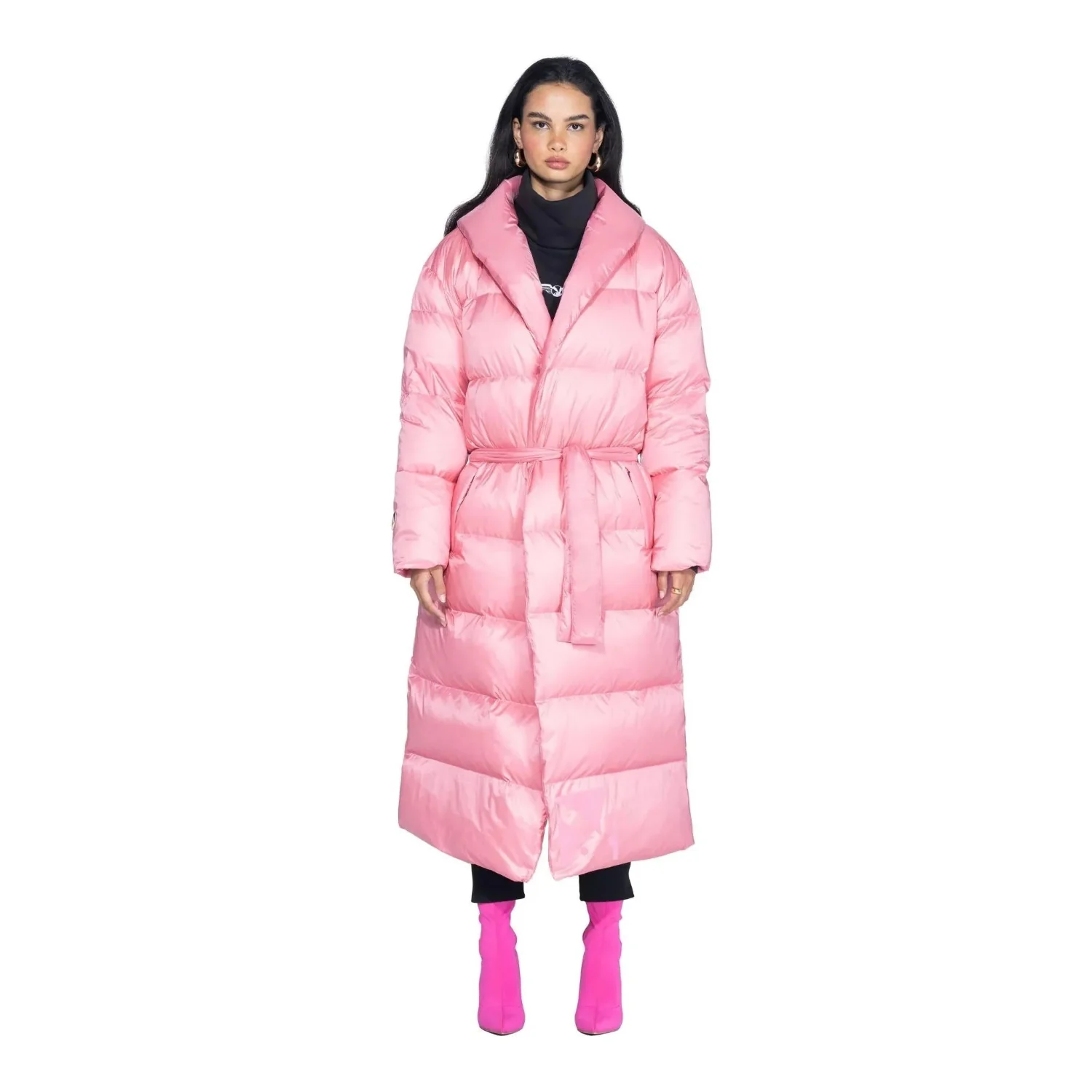 Playboy Belted Long Puffer Jacket - Image 5