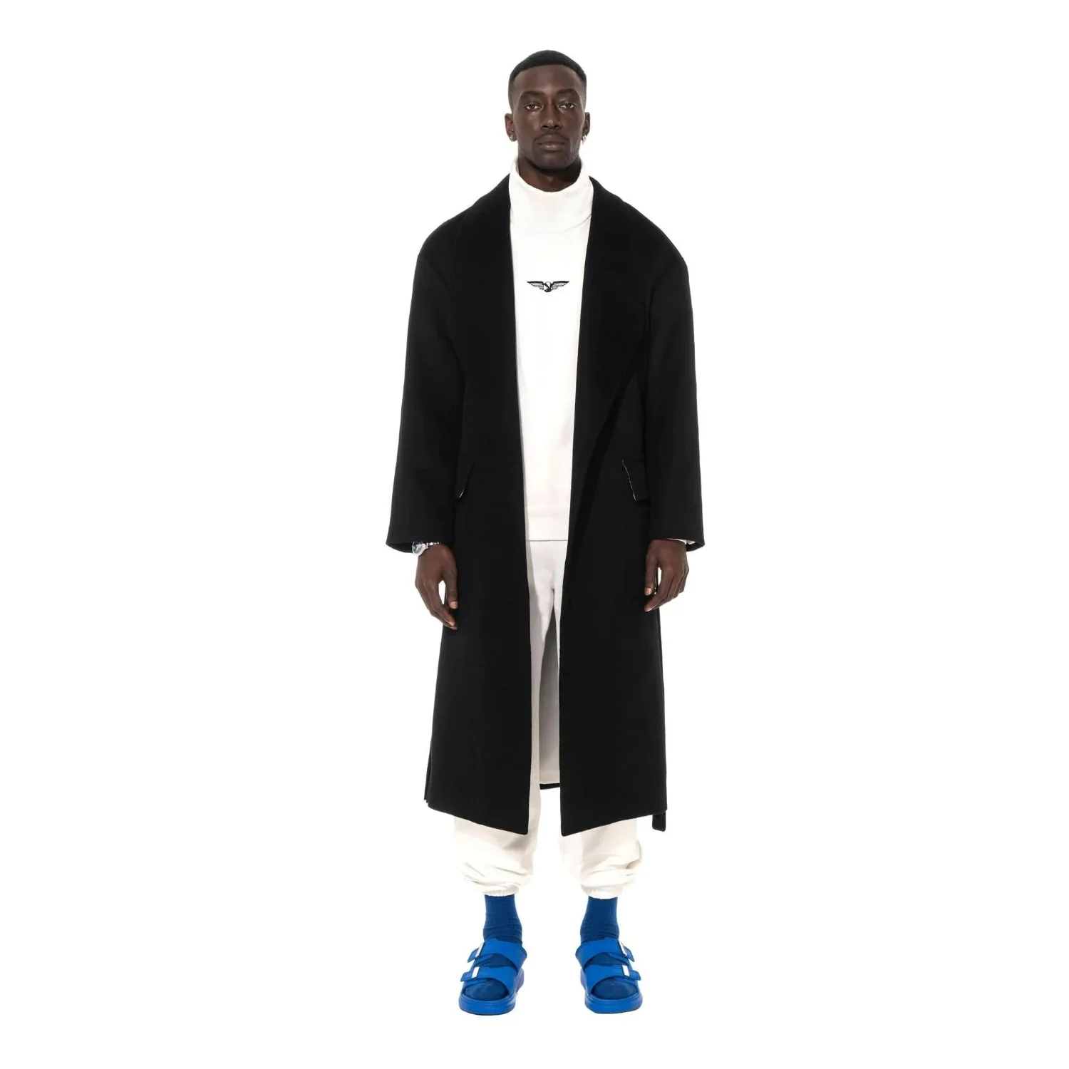 Playboy Belted Long Wool Robe Coat - Image 4