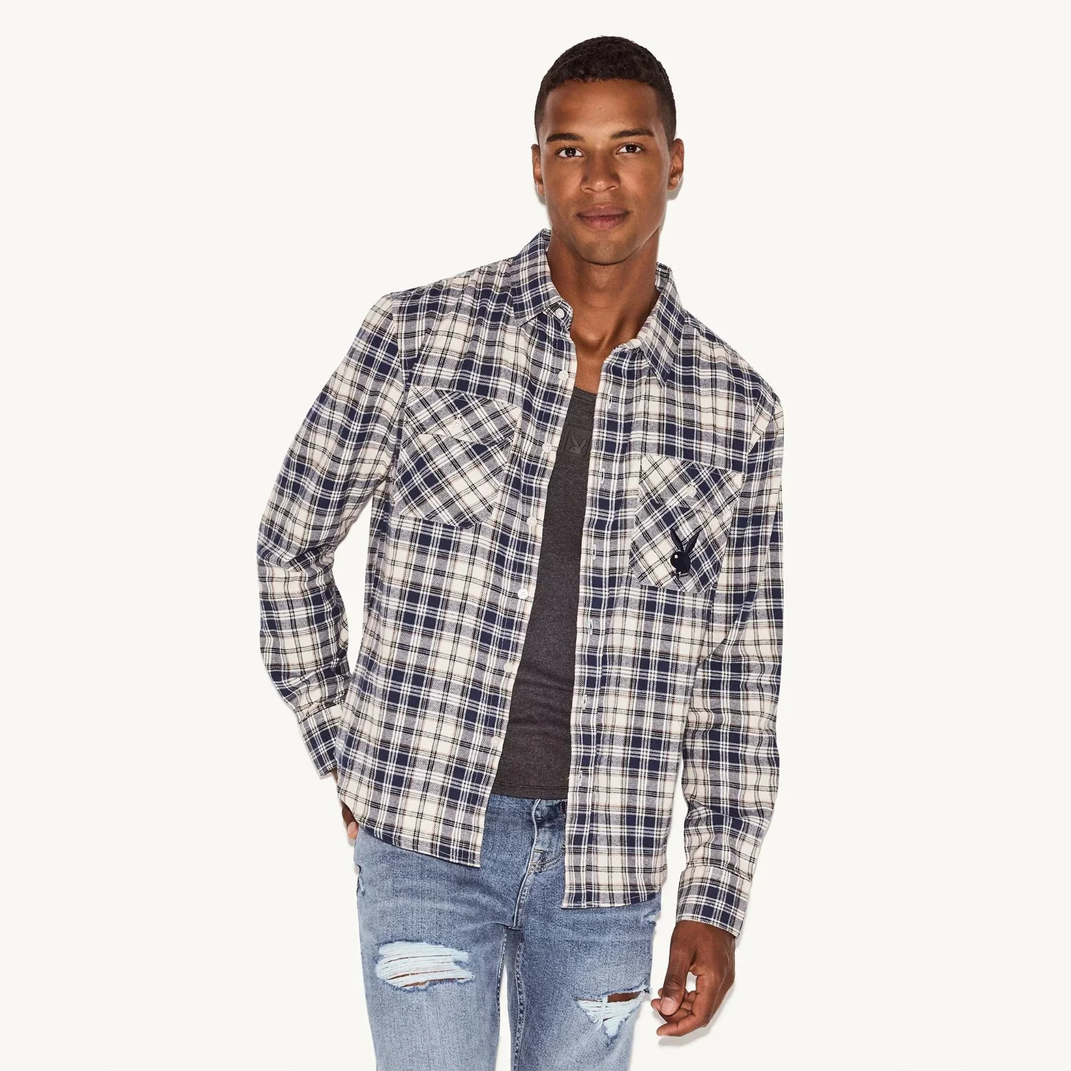 Playboy Men's Flannel Long Sleeve Shirt - Image 3