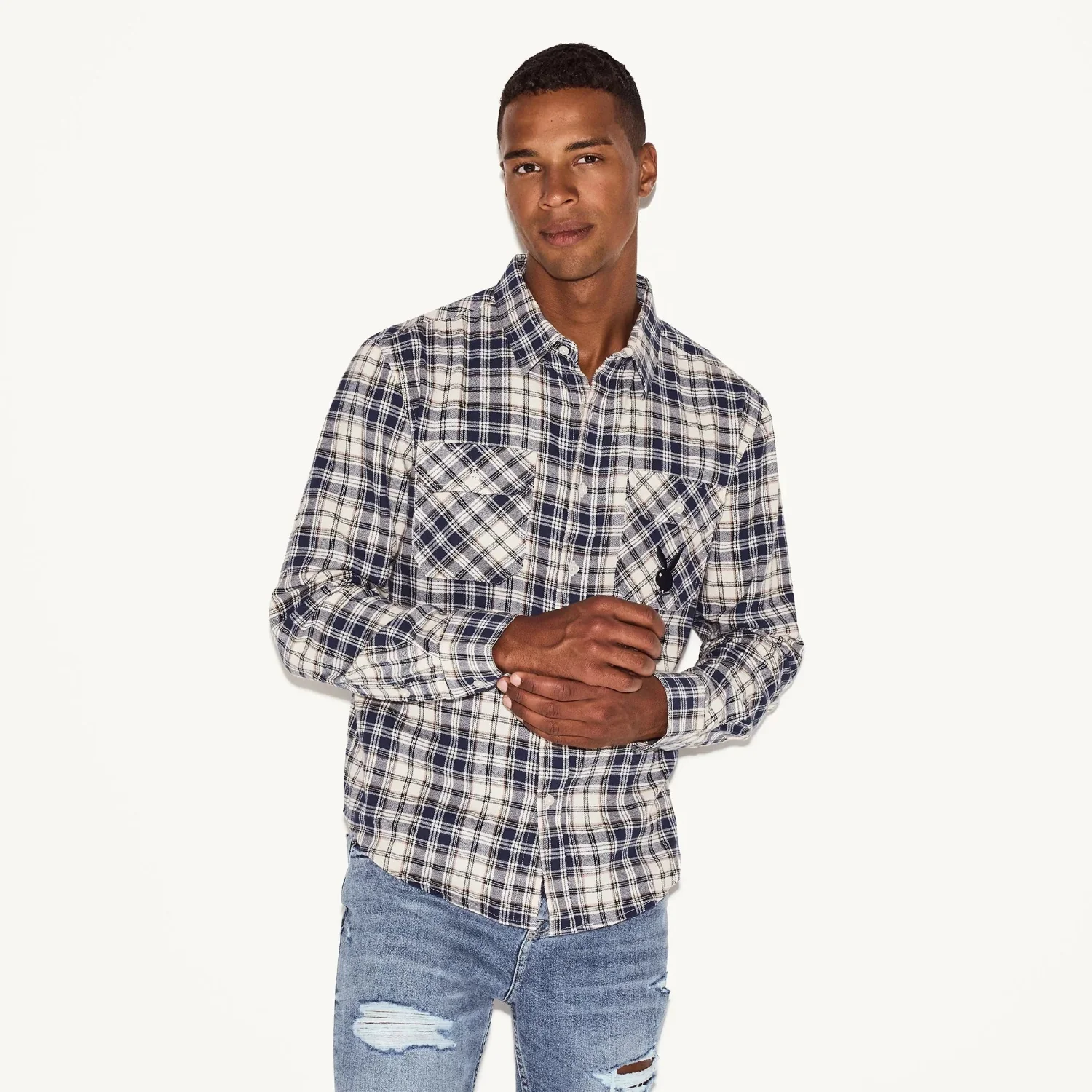 Playboy Men's Flannel Long Sleeve Shirt - Image 4