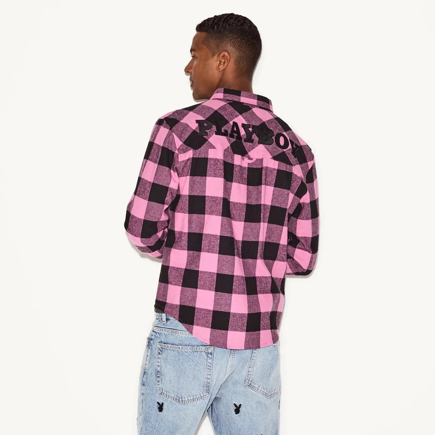 Playboy Men's Pink Flannel Long Sleeve Shirt - Image 6