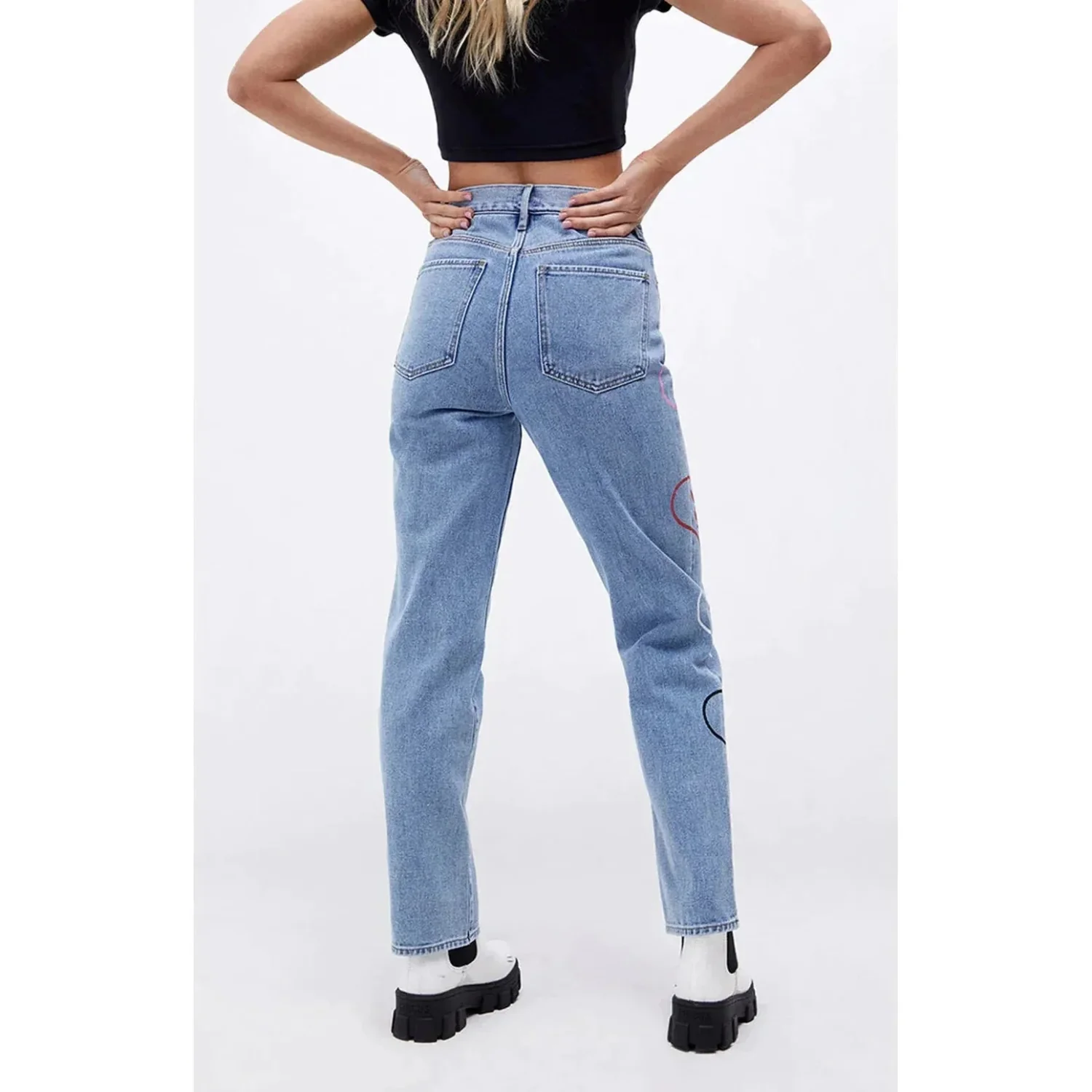 Playboy Women's Baggy Bunny Heart Denim Pants Amore - Image 5
