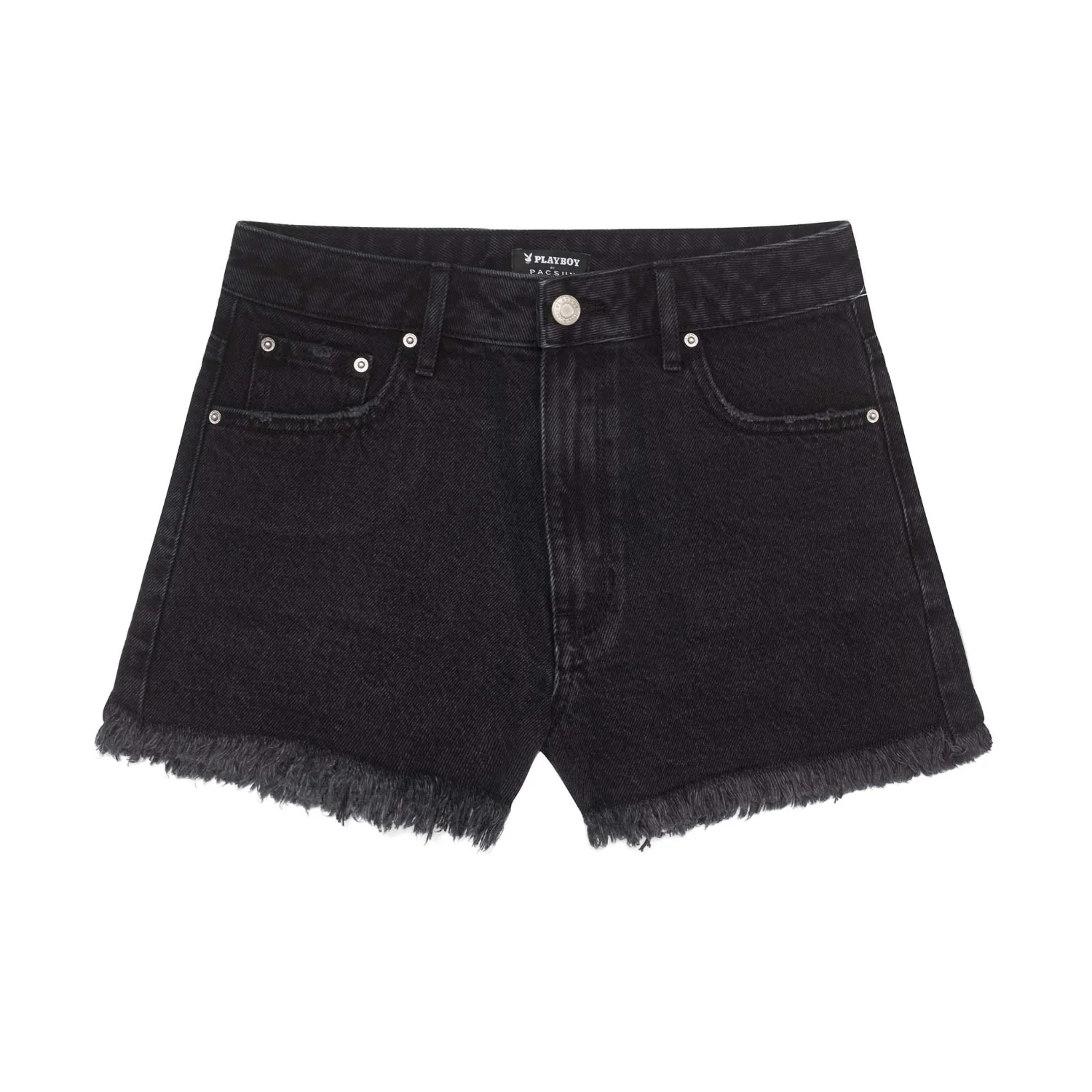 Playboy Women's High Rise Festival Denim Shorts