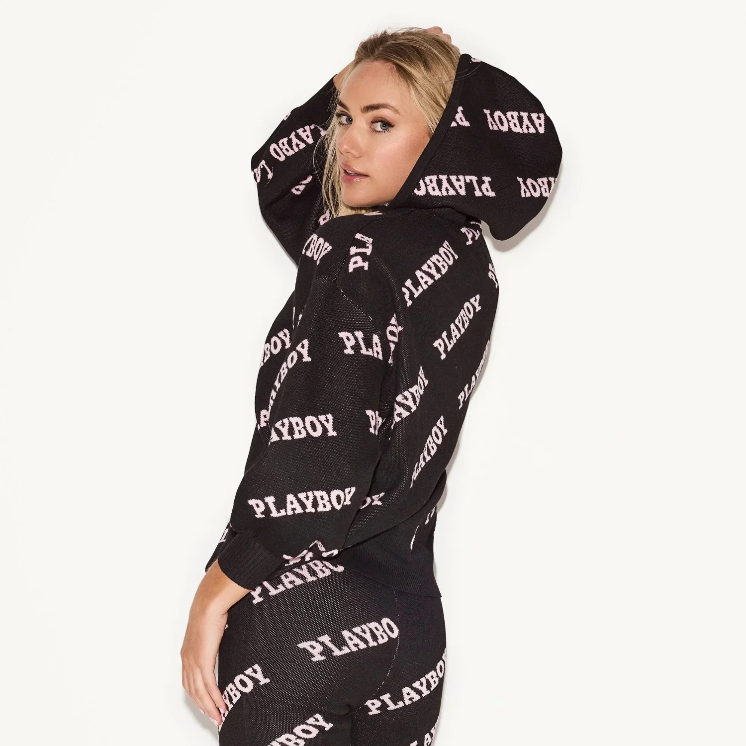 Playboy Women's Playboy Masthead Intarsia Knit Hoodie - Image 3